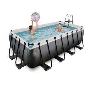 Basen Exit Black Leather prostokątny 400 x 200 x 122 cm WYSOKI drabinka pompa 
