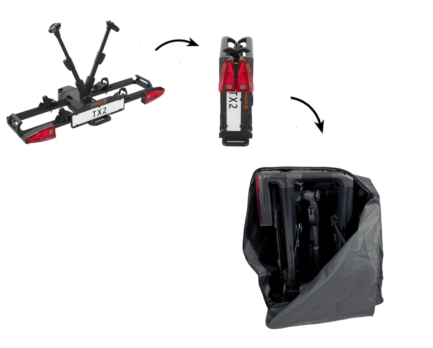 pokrowiec na bagażnik rowerowy Spinder TX2 LED