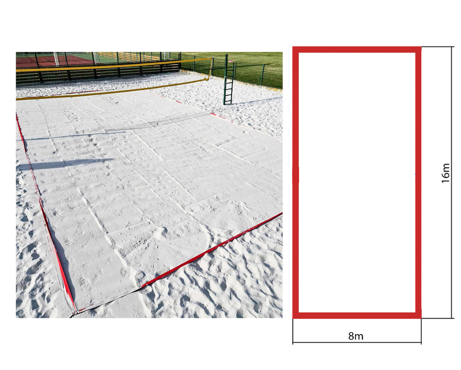 Linie boiska siatkówka plażowa 8x16m